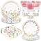 168pcs Wildflower Baby Shower Decorations Party Plates Napkins Floral Baby Shower Tableware Set Disposable Paper Cups Wildflower Party Supplies for Spring Summer Picnic Tea Party 24 Guests